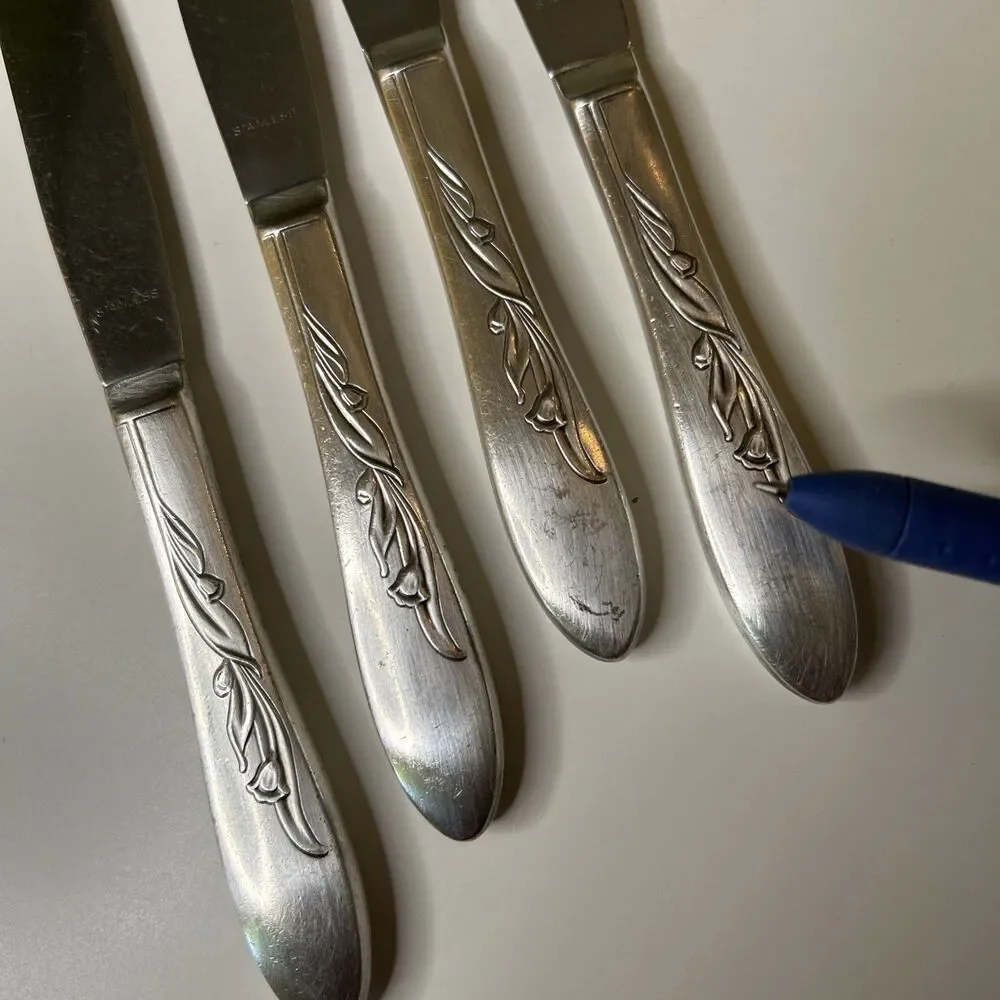 Vintage Stainless Steel Flatware Dinner Knife Knives Set Of 4 lightweight